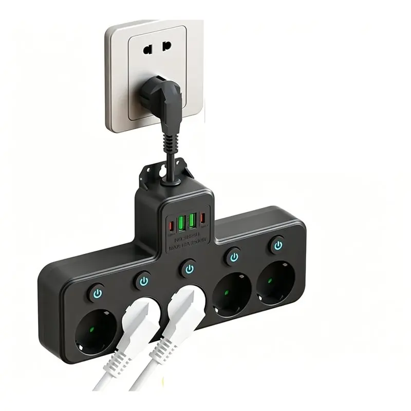 

AB66-EU Plug AC Outlet Multitap Power Strip Electrical Socket USB Home Surge Protector Network Filter