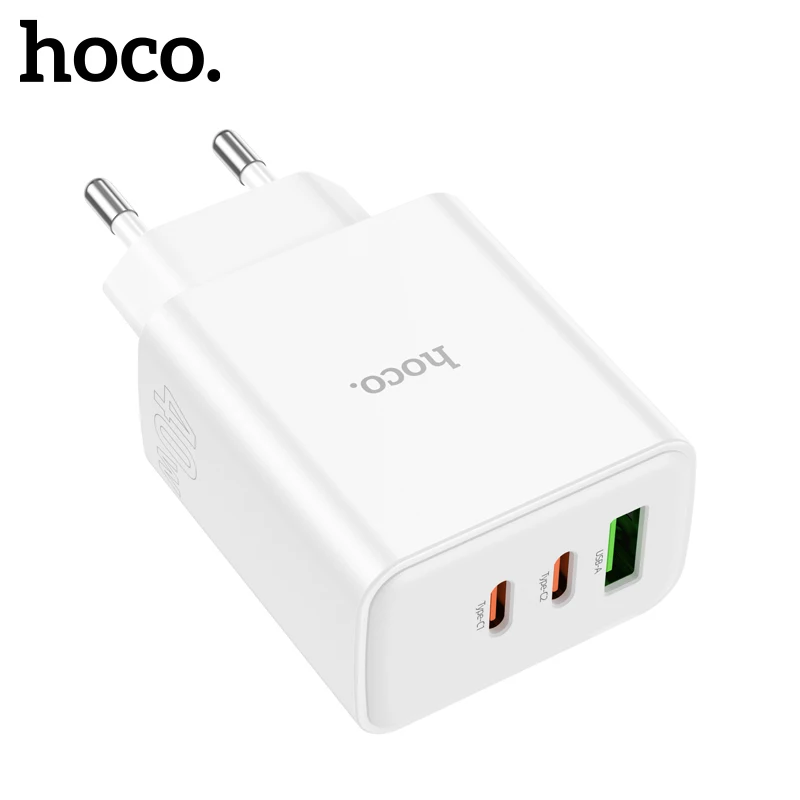 

HOCO C126A PD40W Dual USB C Fast Charging Adapter For iPhone 15/14/13 Pro Max PD QC3.0 Wall Travel Phone Charger For Samsung S23