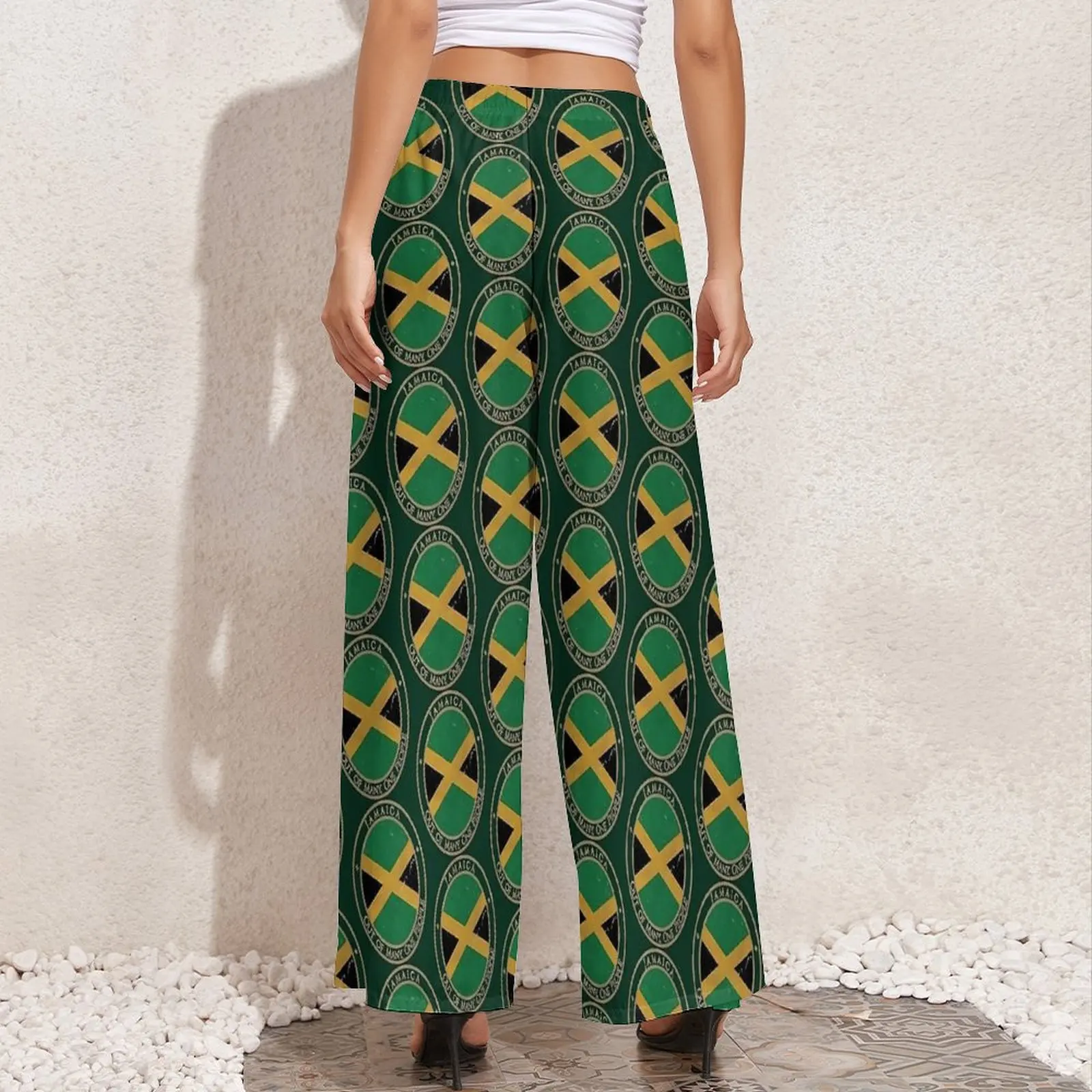 Jamaican Flag Straight Pants Jamaica USA North America Flag Workout Wide Leg Pants Women Oversized Street Style Graphic Trousers