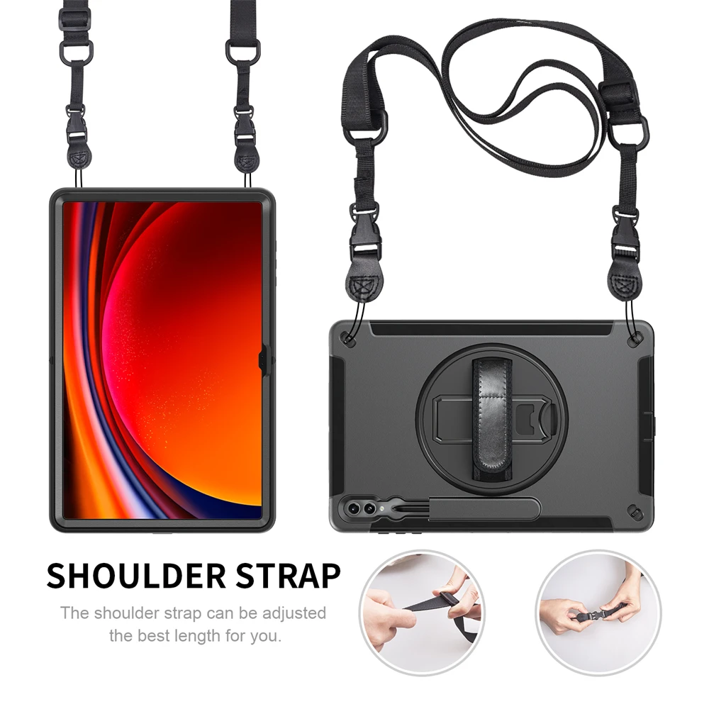 Imagem -06 - Armadura à Prova de Choque Tablet Hand Strap Case Duty Holder Stand Capa Protetora para Samsung Galaxy Tab s9 Ultra s9 Plus