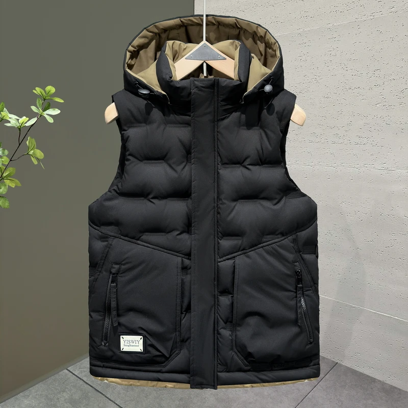 

Новая зимняя мужская утепленная жилетка из хлопка и полиэстера, теплая, для молодежи и студентов, с наплечниками, рабочая одежда, приталенный крой, на молнии...