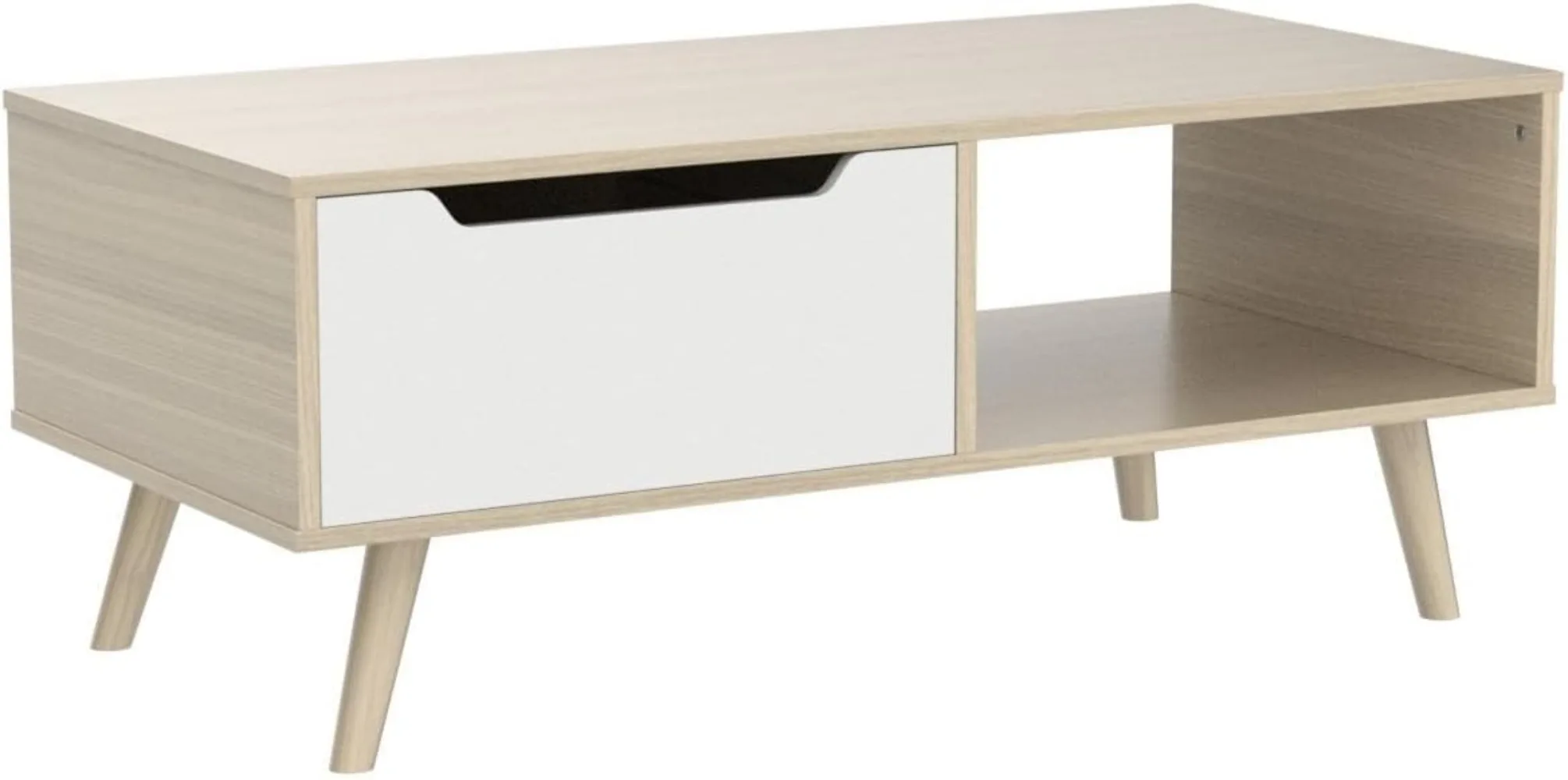 Table basse moderne en bois de chêne avec rangement, table de cocktail minimaliste du milieu du siècle, pour le couloir, la salle de séjour, la réception d'appartement