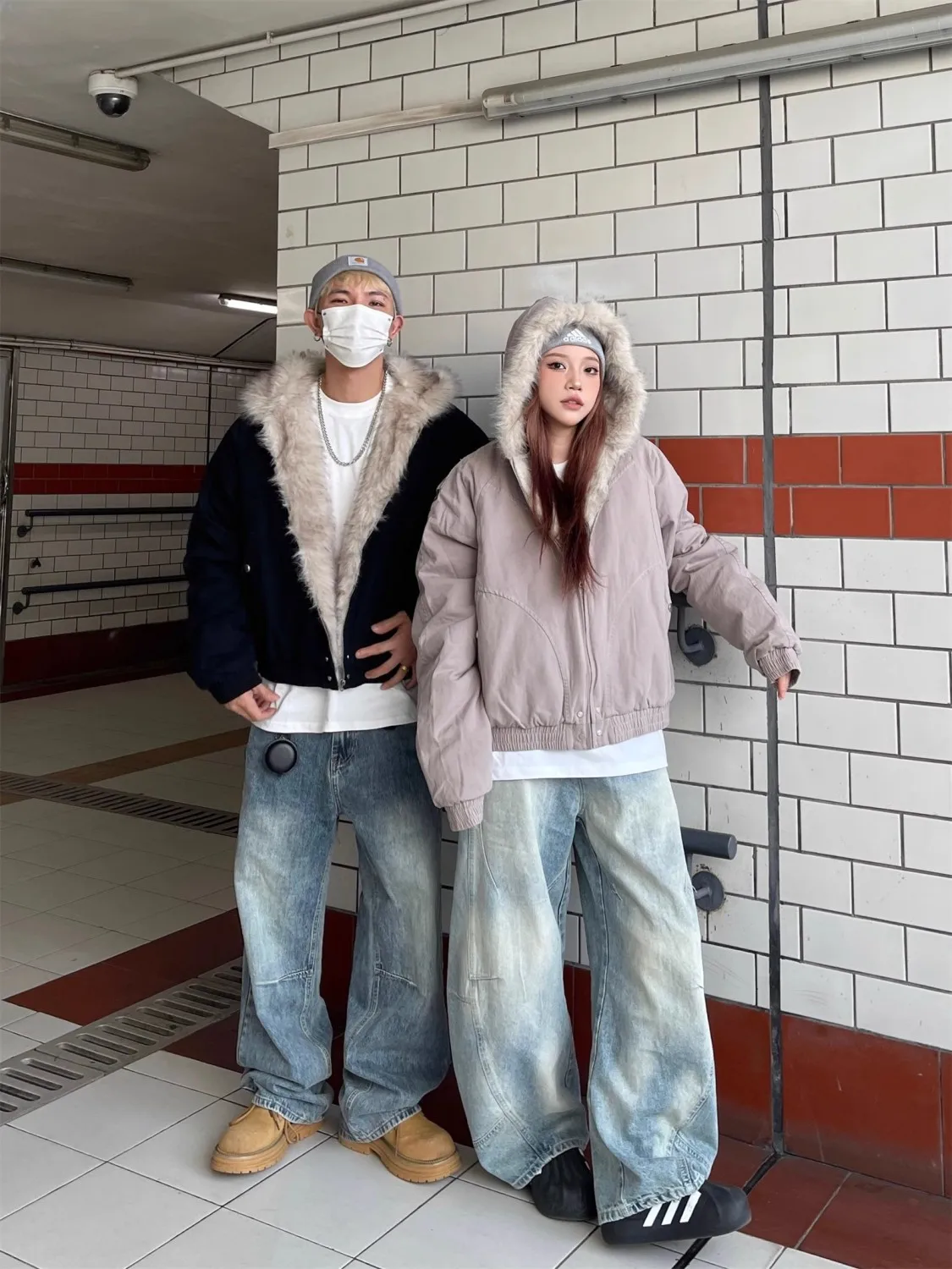 

Parkas Feminina Inverno Womens Winter Trendy Puffer Baggy Ulzzang Quilted Stand-Collar Durable Rainproof Patterned Fleece-Lined