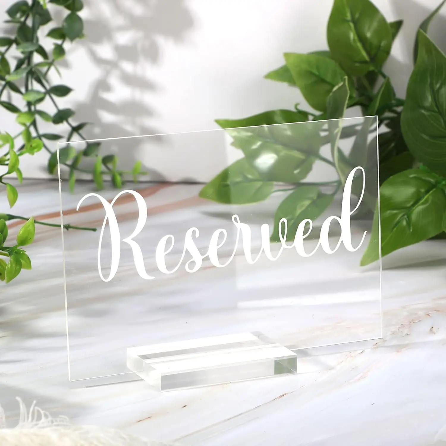 Reserved Dining Table Logo with Base, Clear Acrylic Independent Reserved Logo, used for Restaurants, Wedding Gatherings