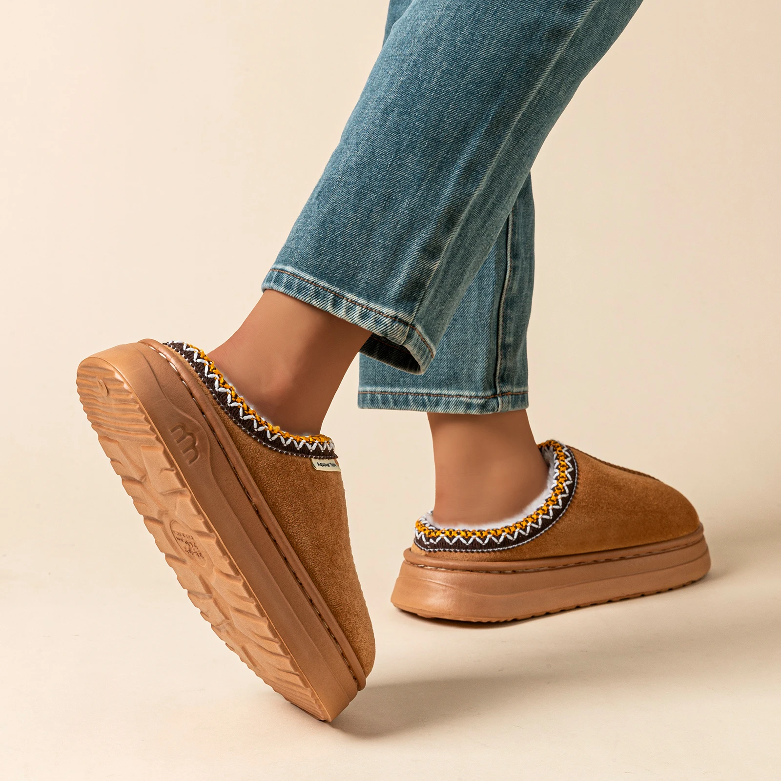 Couples Bedroom Girl's Winter Leisure Plush Slippers Warm Home Fashion Simple Soft Sole Women's Non-slip Fuzzy Indoor Shoes