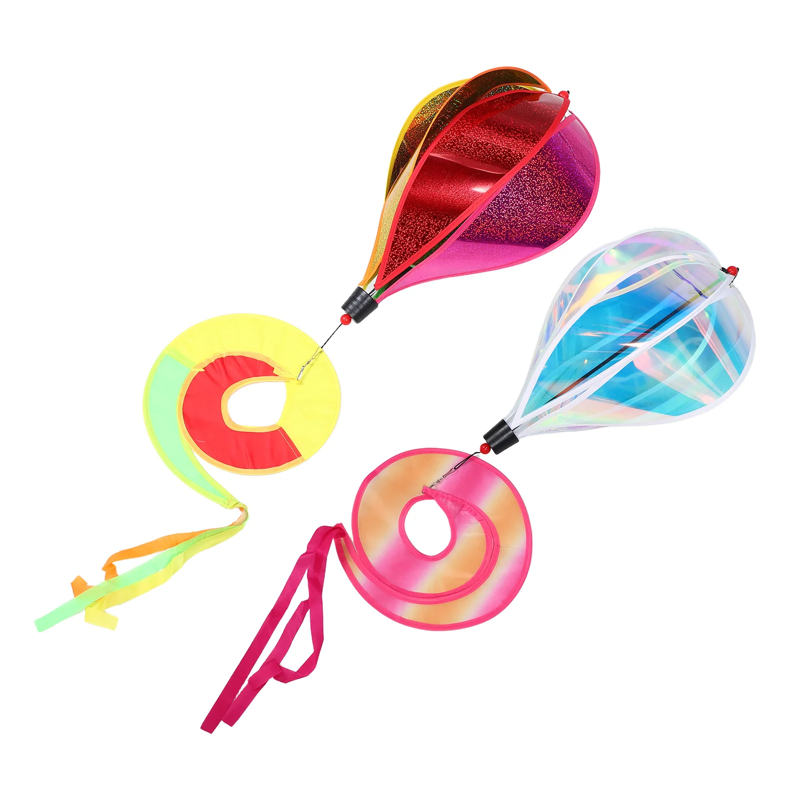

2Pcs Color Film Hot Air Balloon Windmill Decorative Toy PVC Rainbow Colors Hanging Garden Ornament Outdoor Indoor Decor