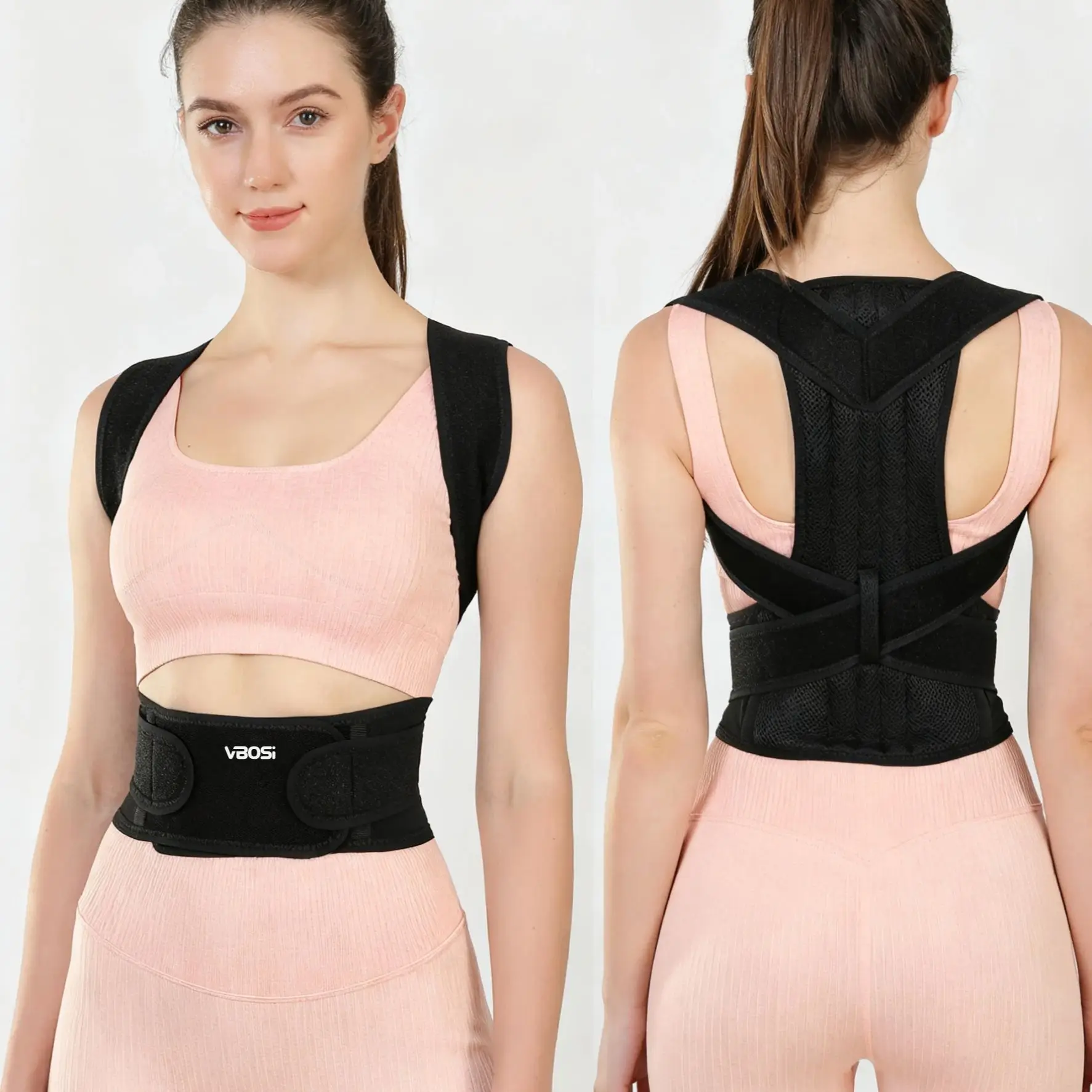 VBOSi Women Men Adjustable Sporty Back Brace Waist Support Posture Corrector