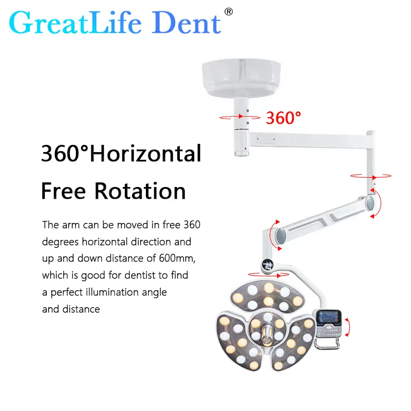 GreatLife Dent 30 Leds 32w Piso LED Shadowless Funcionando 360 100000   Lâmpada de luz cirúrgica dentária Lux Exame Light