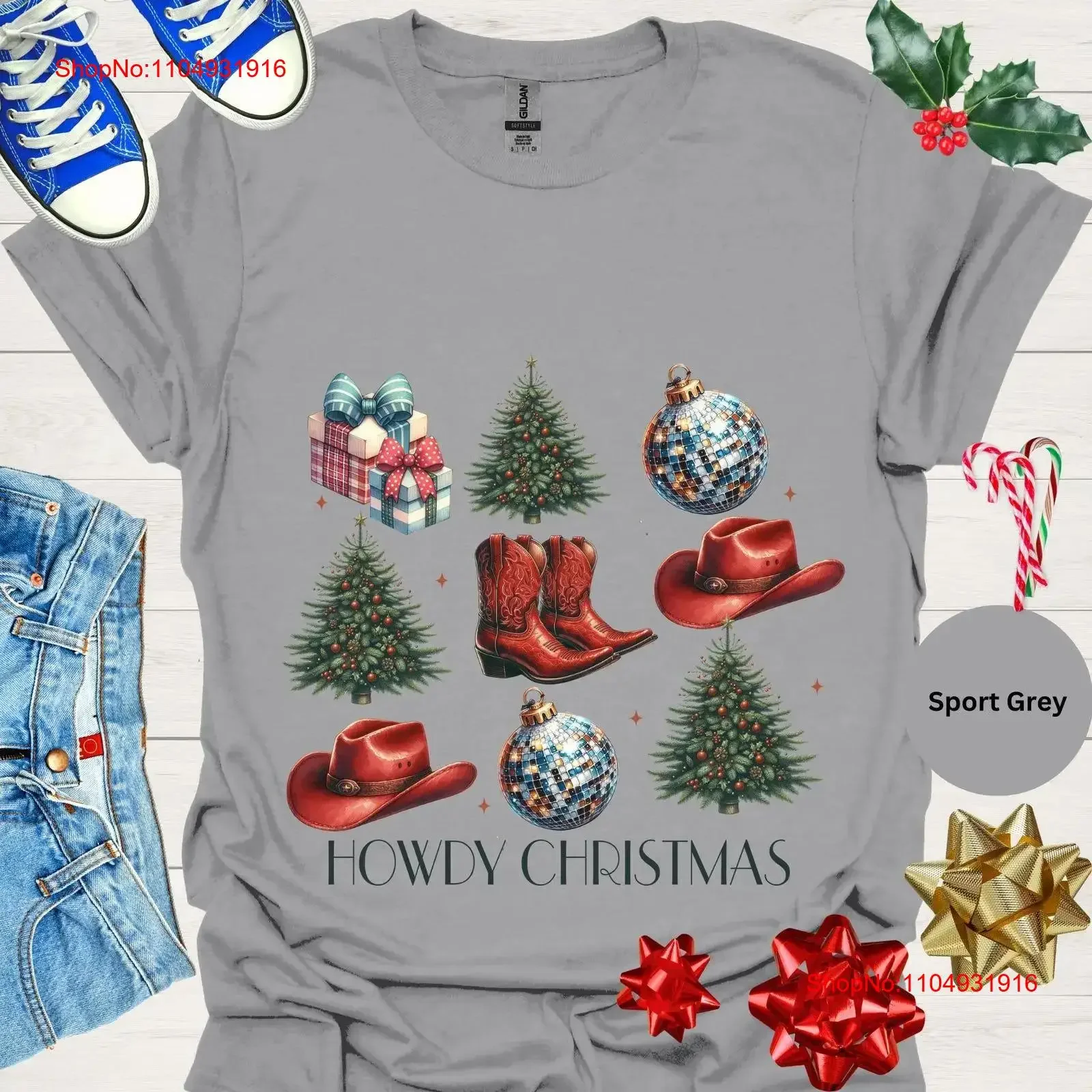 

Howdy Christmas T Shirt Cowgirl Hats Cowboy Boots Tree for women oversized plus size shirts Men vintage Washed Stylish Slightly