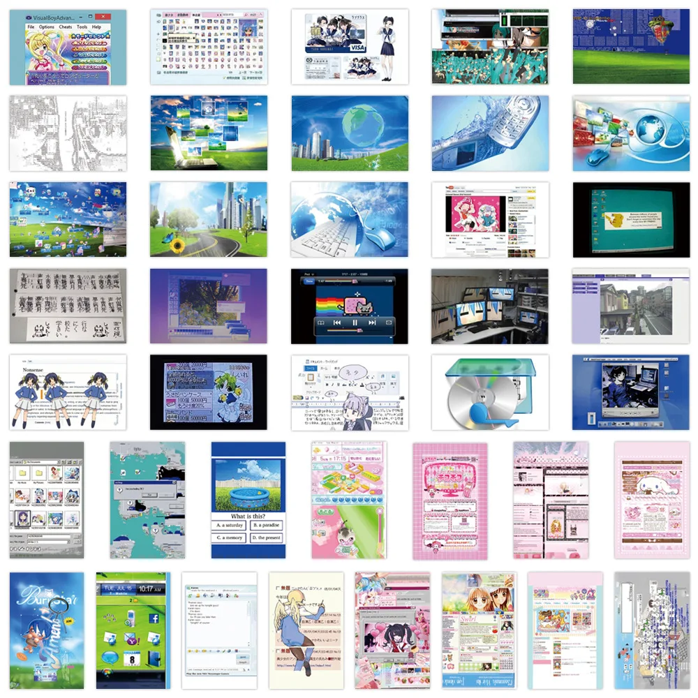 80pcs Cartoon Webcore Doodle Creative Decorative Stationery Hand Account Water Cup Computer Stickers