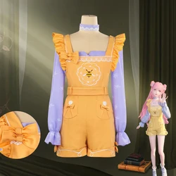 Infinity Nikki Game Cosplay Yellow Bib Pants Cute Christmas Full Set Long Sleeve Anime New Year Costume Women Role Play Outfit