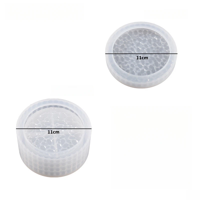 DIY Crystal Epoxy Resin Stackable Storage Box Silicone Mold, Round Stone Pattern Rhombus Storage Jar