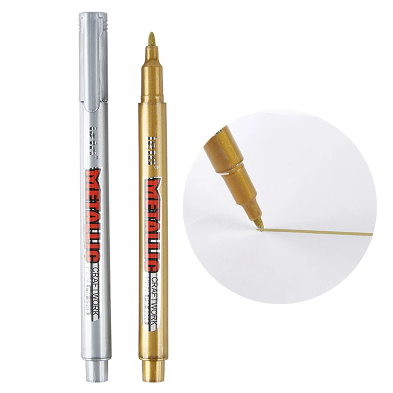 1Pc Metallic Marker Pens Gold Silver Permanent Art Markers For Artist Illustration Crafts Scrapbooking Fabric Marking Pen