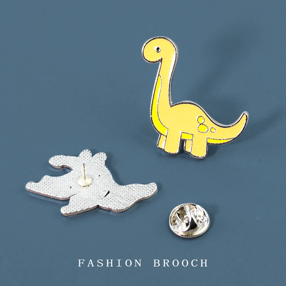 1PC Cartoon Creative Kawaii Dinosaur Pterodactyl Tyrannosaurus Metal Enamel Brooch Shirt Pins