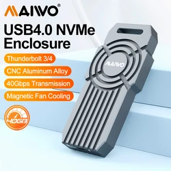 MAIWO USB4 NVMe M.2 SSD Enclosure 40Gbps Aluminum M2 External Case Compatible with Thunderbolt 4 Type-C NVME M.2 SSD Case