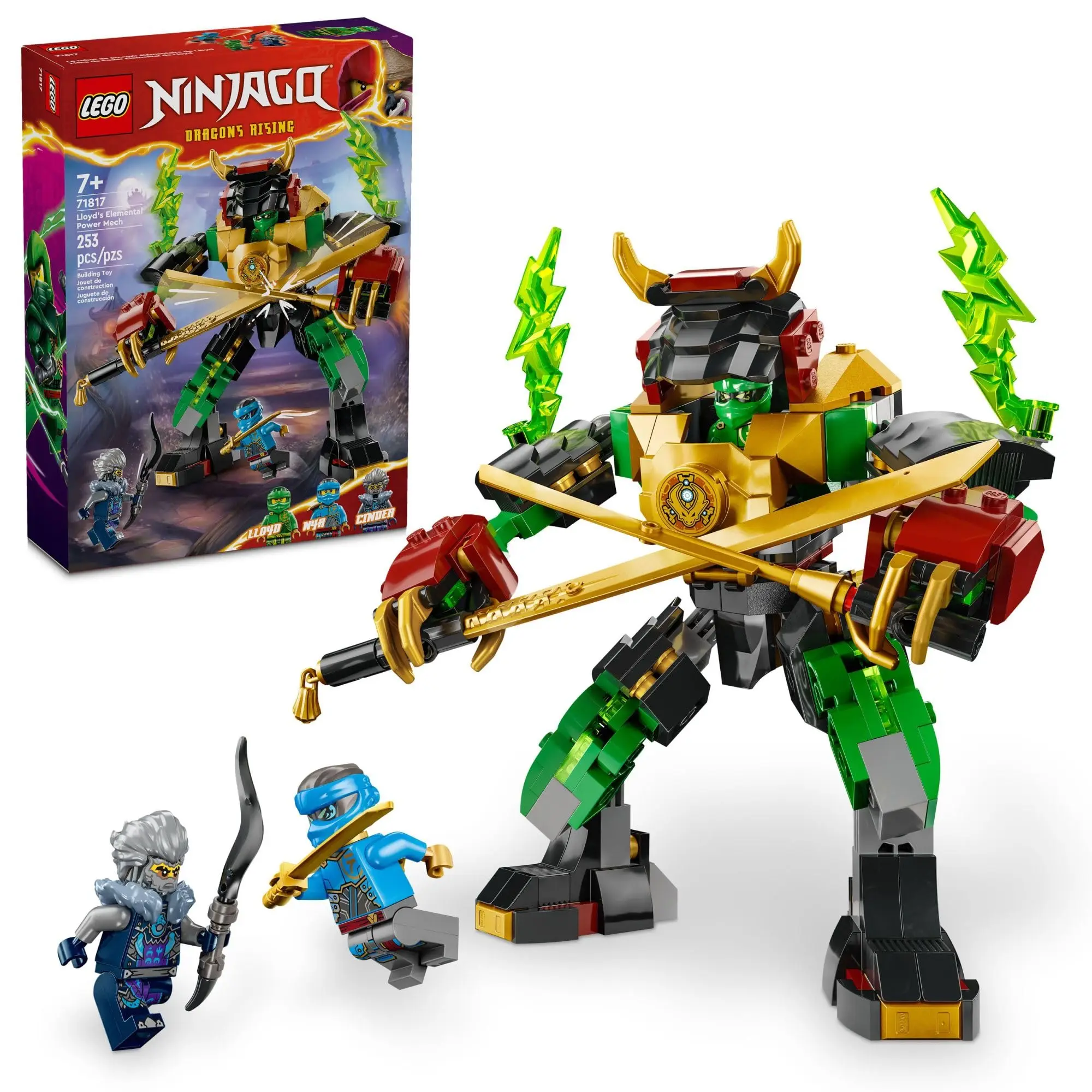 LEGO NINJAGO, механический стихий Ллойд, персонализируемая Боевая игрушка с 3 фигурками ниндзя, идея подарка для детей 71817