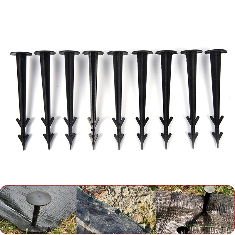 50Pcs Black Plastic Garden Stakes Pegs Ground Nail Fixed Pegs Anti Insect Net