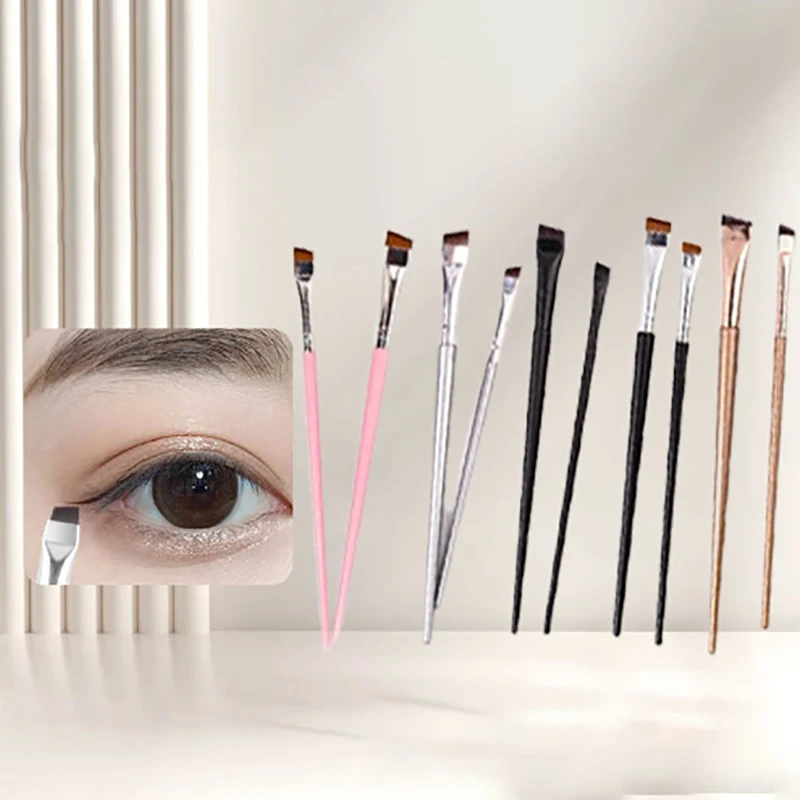 2Pcs Blade Eyeliner Brush Ultra Thin Fine Angle Flat Eyebrow Brush Under The Eyes Place Precise Detail Brush