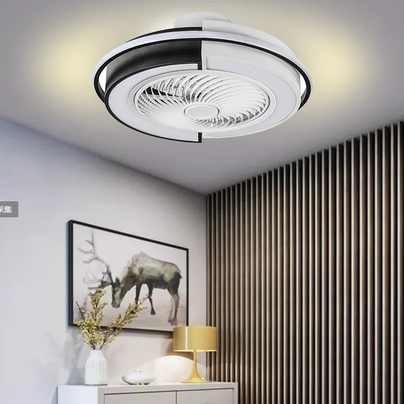 Modern minimalist creative fan light bedroom invisible fan light integrated ceiling fan light remote control lamp chandelier