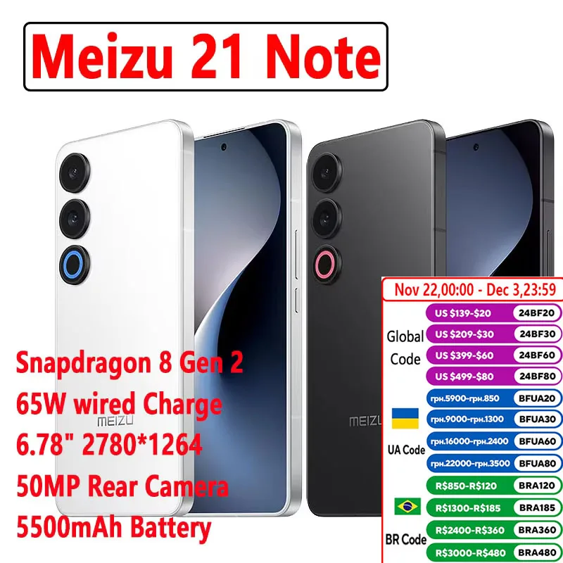 New Meizu 21 note SmartPhone Snapdragon 8 Gen 2 6.78 144Hz 50MP triple camera 5500mAh 65W IP65