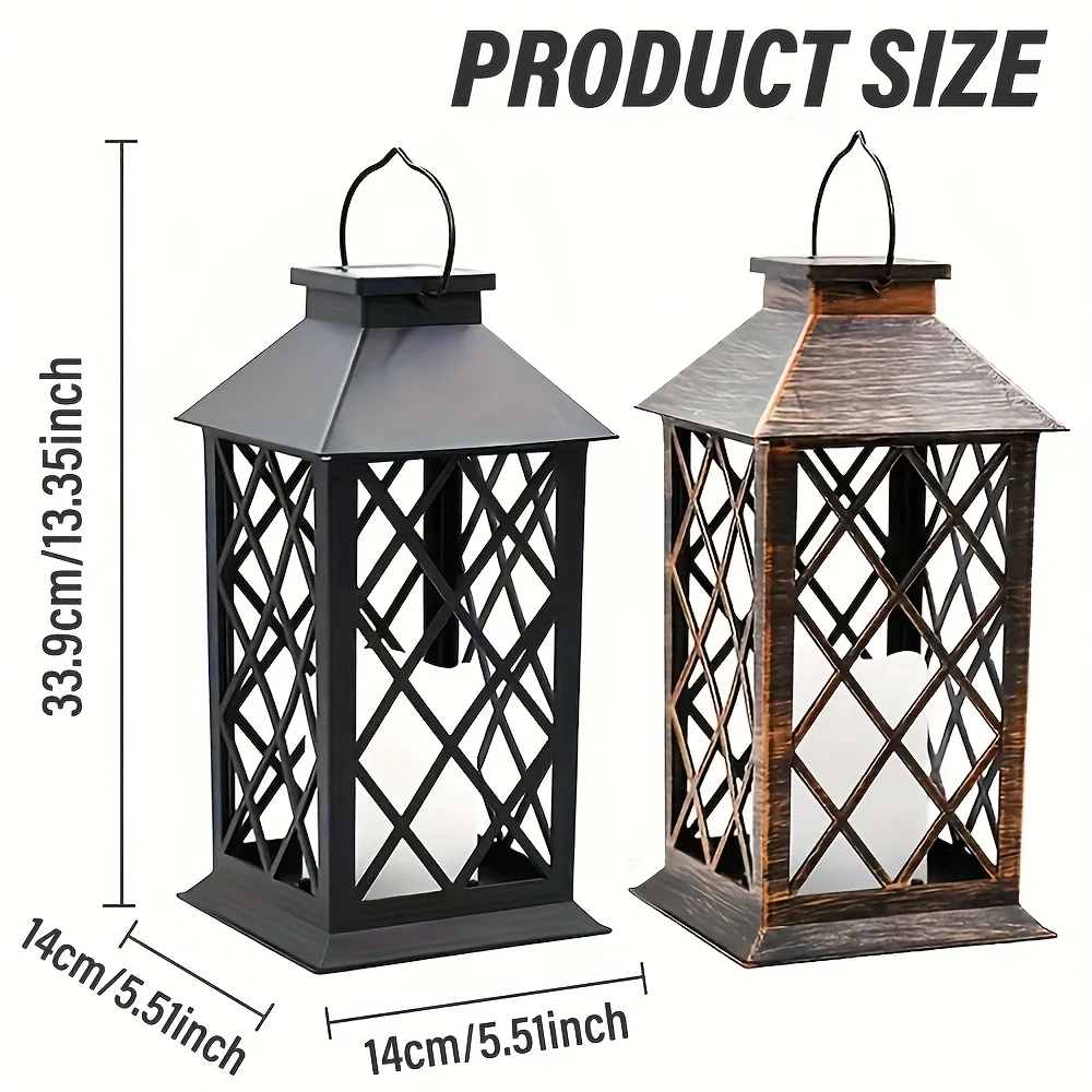 E2 1PCS Solar Lantern Flickering Flame-less Candle Solar LED Light Garden Hanging Decoration for Courtyard Party Decoration Lamp