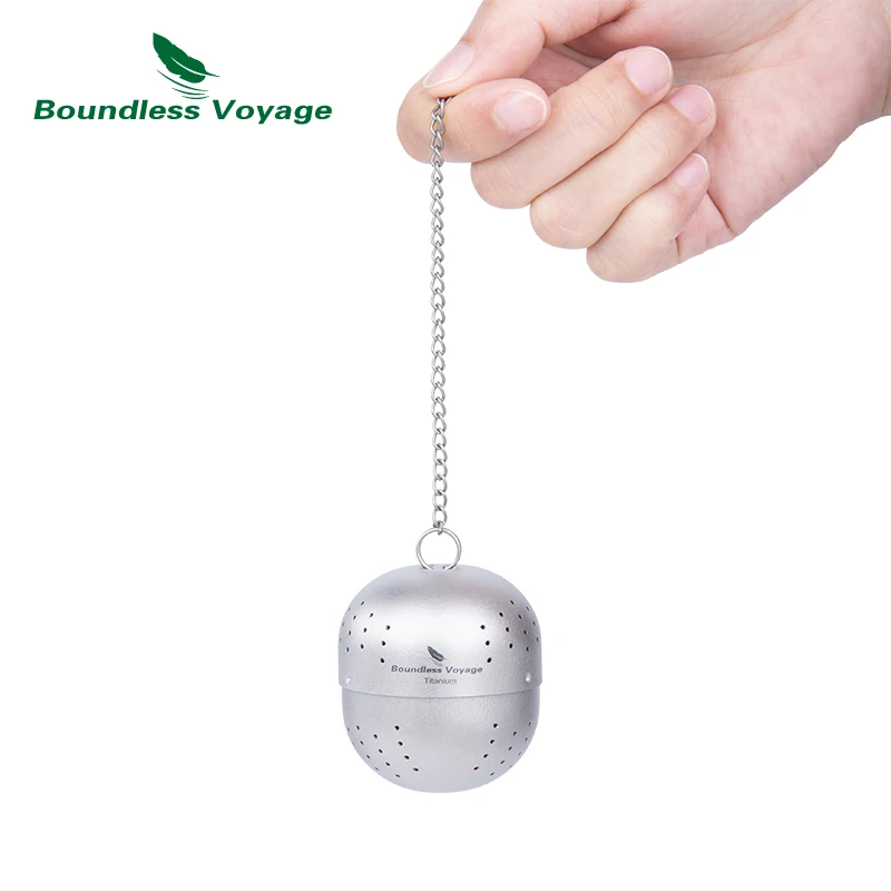 Boundless Voyage Titanium Tea Filter Tea Ball Infuser for Loose Tea Lightweight Tea Steeper with Extented Chain Hook For Camping