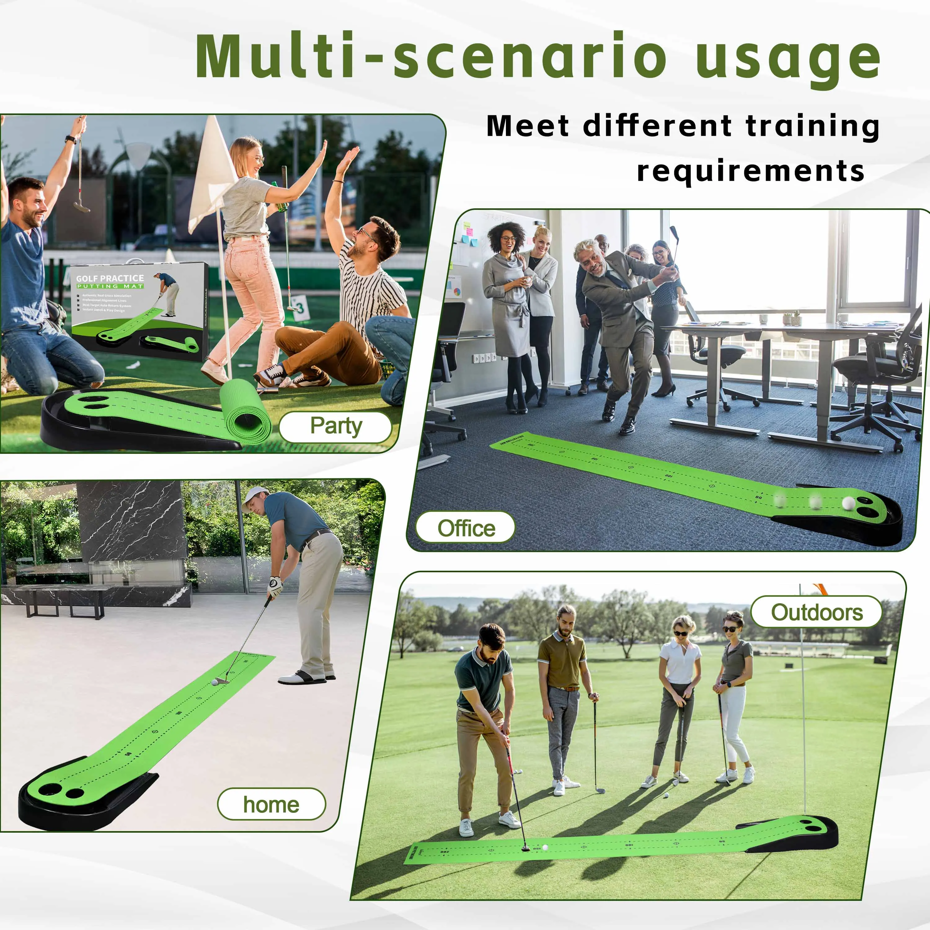 Auto Ball Return Putting Green Mat Golf Practice Putting Mat With Alignment Markings,Mini Golf Game for Home Office Backyard