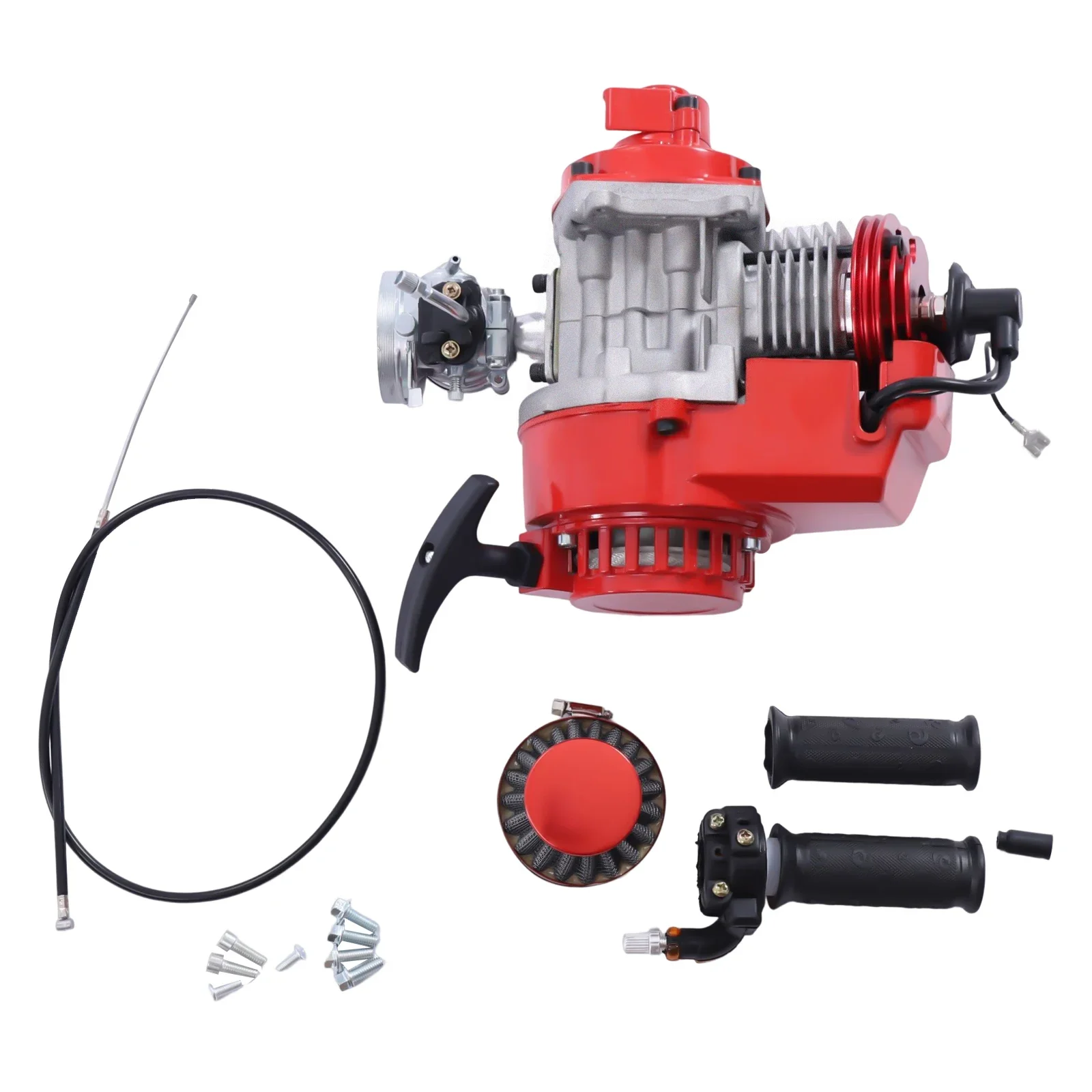 محرك سحب البداية 6 أسنان، 2 شوط 49CC للدراجة الترابية الصغيرة دراجة الجيب سكوتر ATV، ألومنيوم، 12500 دورة/دقيقة