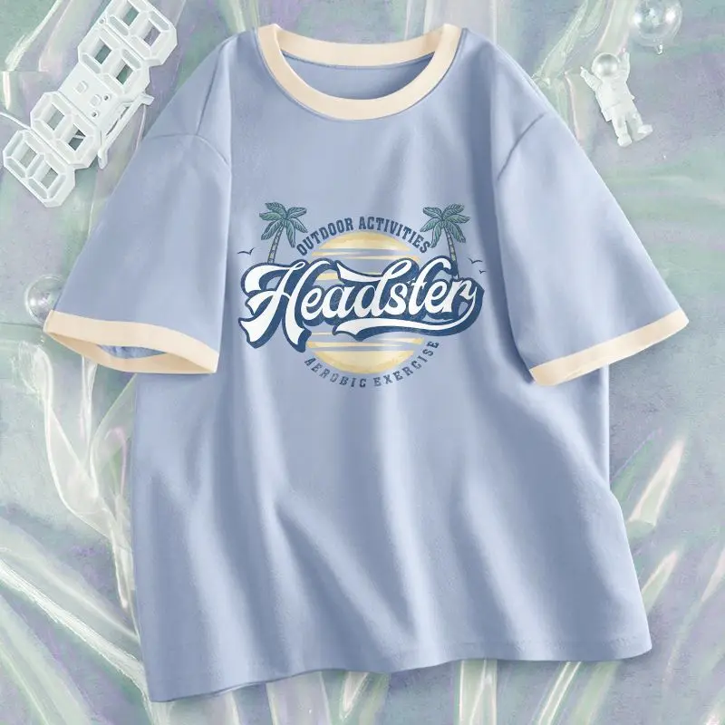 New Summer Funny Rabbit Short Sleeve T-shirt Women Men Cotton Loose Relaxed Simple Girls Short Top Round Neck Clothes Harajuku