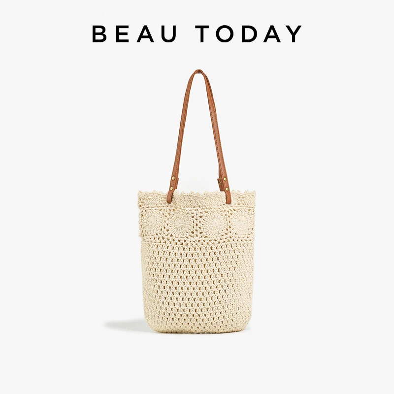 BEAUTODAY Shoulder Bags Women Cotton Rope Woven Large Capacity Solid Ladies Magnetic Buckle Bags Handmade 62173