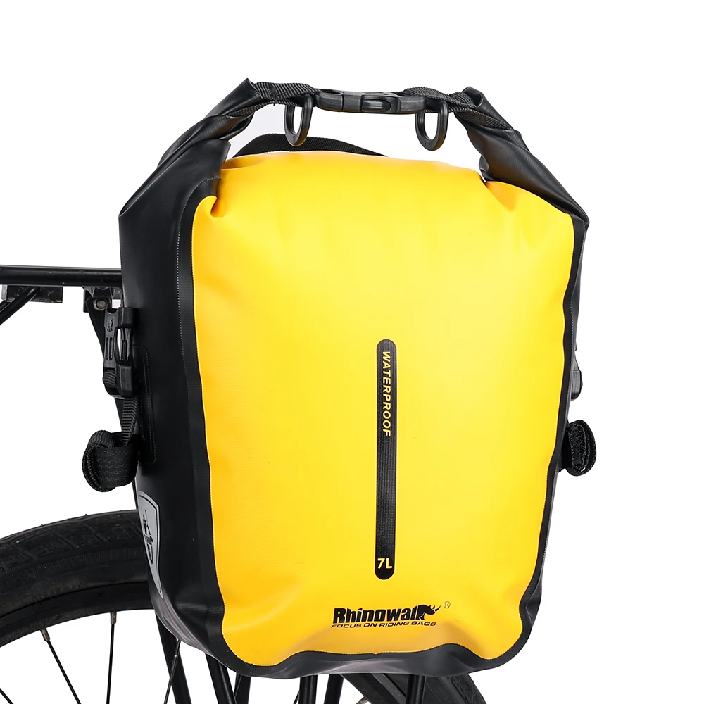 Rhinowalk Bicycle Bag Waterproof 7L Yellow  Bike Bag Capacity Multifunctional Rear Rack Pannier Bag Cycling Bags Accessories