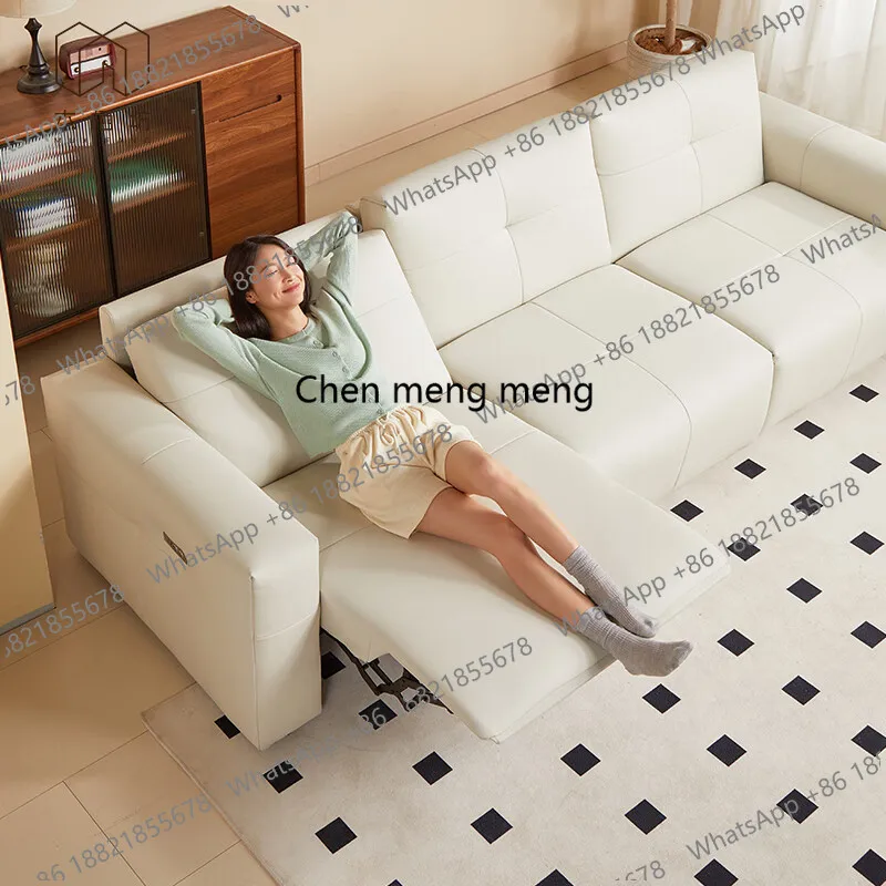 High-end leather flip sofa bed folding two-in-one dual-use 2025 new living room