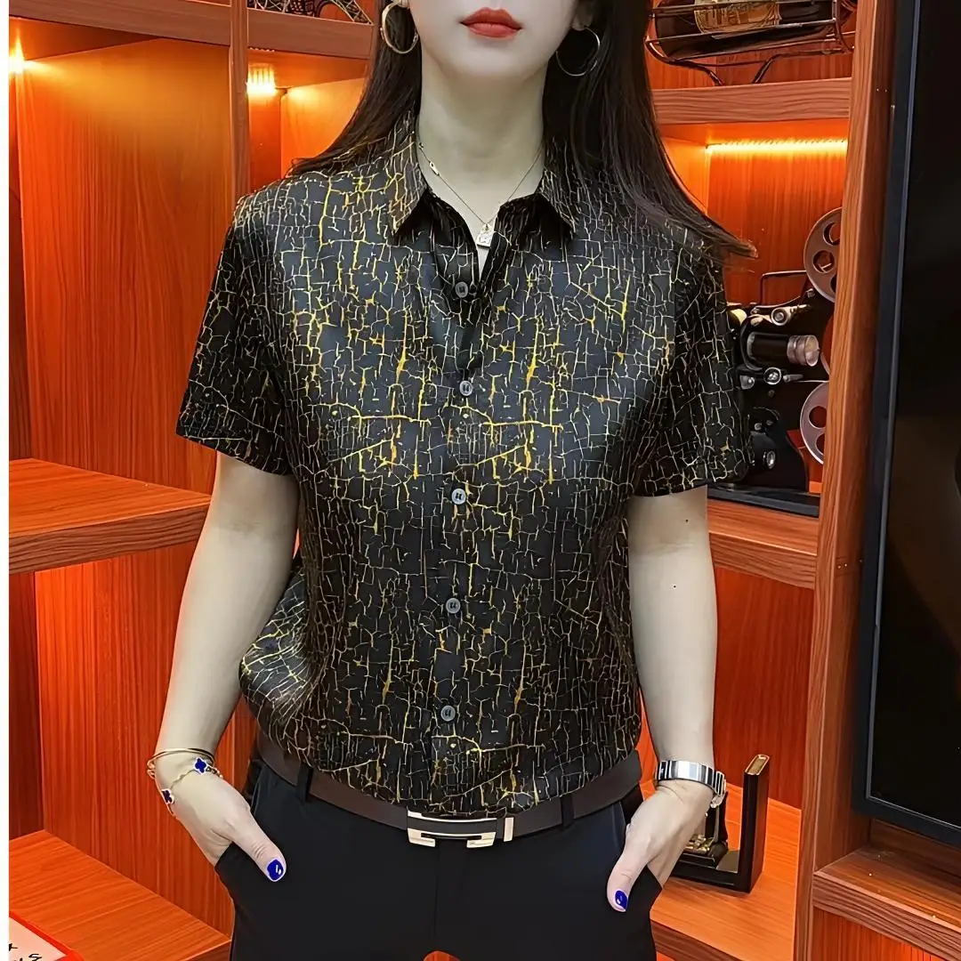 

High-End Men's Casual Slim Fit ort Sve irt Faionable Busin Wear Summer Breathable Comfortable Polyester Fiber