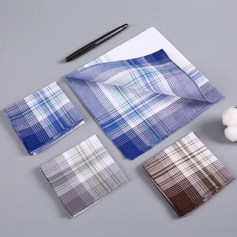 

Handkerchief Made Cotton Sweat Wicking Wipe Handkerchief Wiping Mouth Men's Square Checkered Pocket Essential Gentlemen Towel