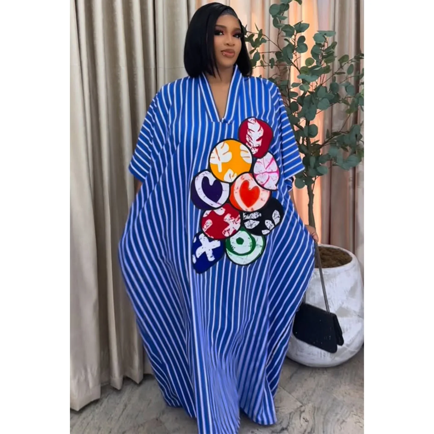 

Long Dress Women Dresses Casual Loose Vestidos Y2k Streetwear Striped V Neck Short Sleeve Elegant Splice Party Night Work 2026