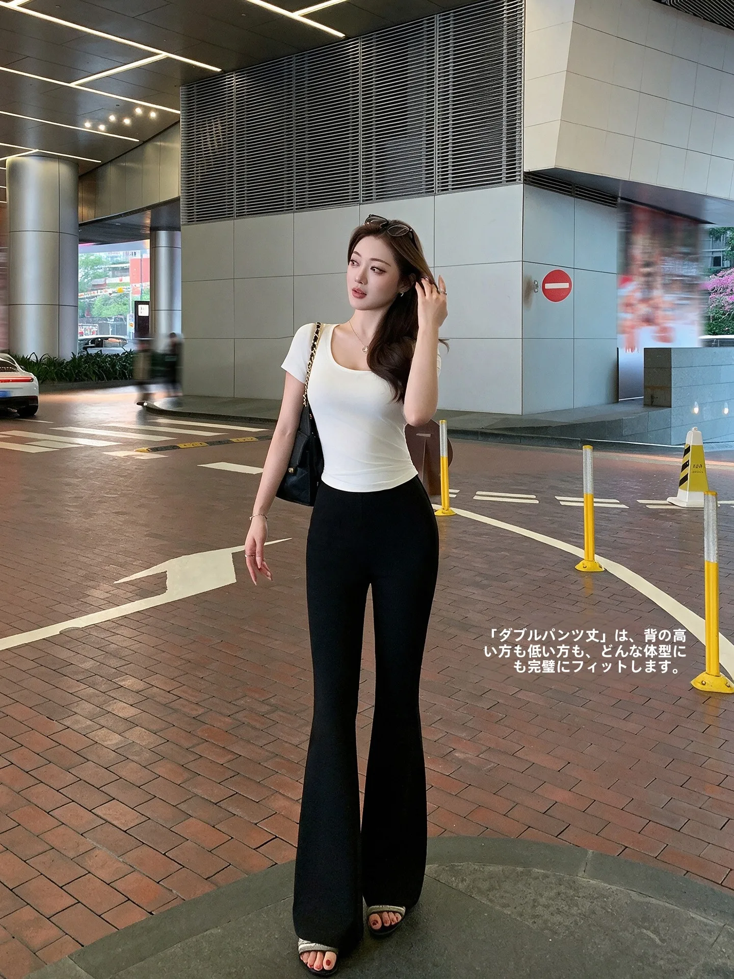 Black High Waist Wide Leg Pants Draping Micro Flared Trousers Slimming Effect Casual Autumn Pants Elegant Style Ladies' Jeans