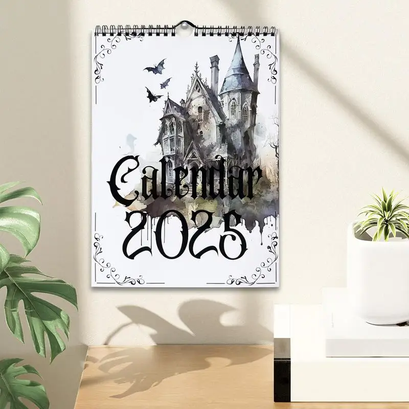 Decorative Wall Calendar Monthly Desktop Calendar Gothic 11X9Inches 2025 Wall Calendar Daily Planner Ruled Blocks Detective