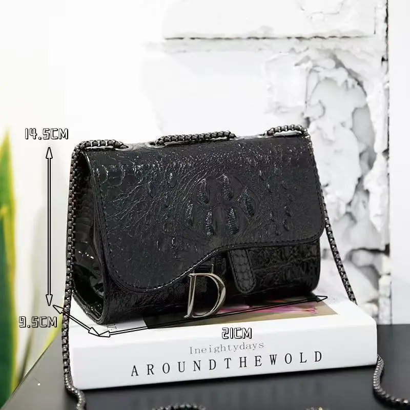 

New Crocodile Pattern Flap Wallet Magnetic Buckle Bag Fashion Women Small Square Bag Luxury Bag Chain Design Shoulder Crossbody
