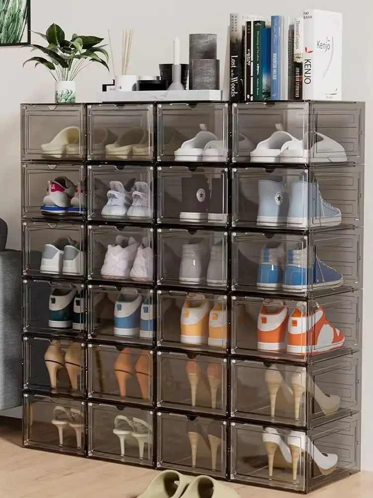 6/12 Stück Transparente Schuhboxen Schuh-Organizer Staubdichte Vitrine Stapelbare Kombinierte Schuhschränke