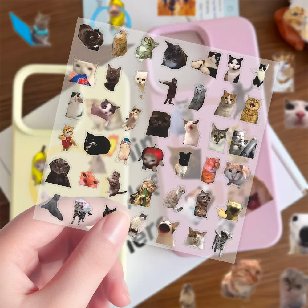 101Pcs Cat Meme Pet Stickers Glittering Waterproof Translucent Funny for Stationery Cute Scrapbooking Material Craft Supplies