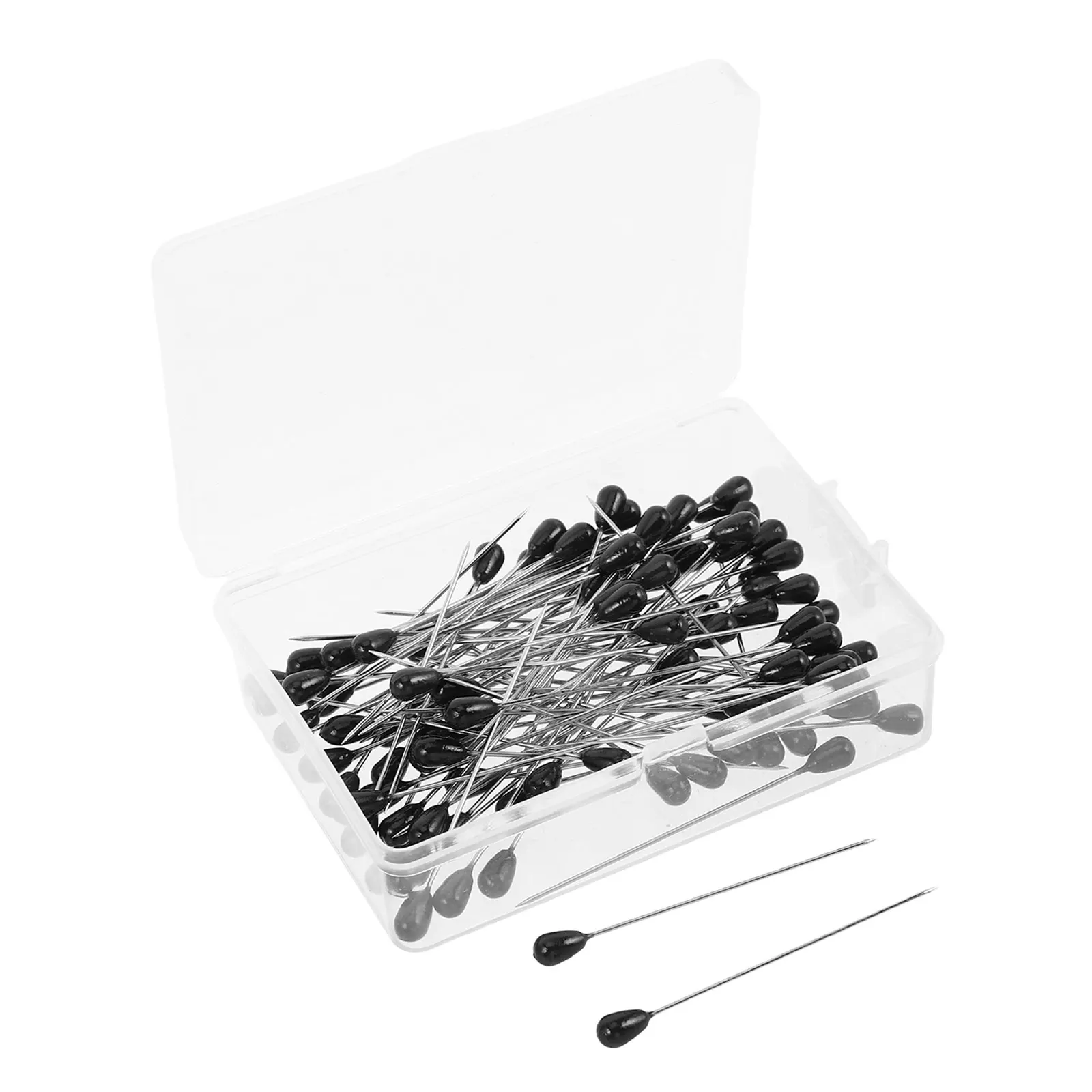

200Pcs Black Teardrop Head Dressmaking Pins 5x55mm Plastic Head Sewing Pins for Quilting Flower Arrangements DIY Corsage Crafts