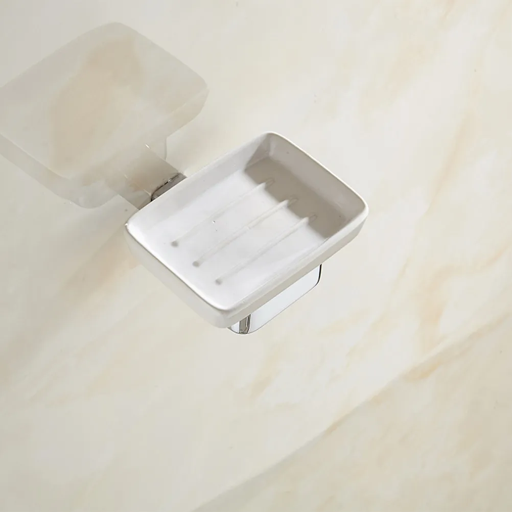 

Elegant Soap Holder for Bathroom Wall Mounted Ceramic Soap Dish with Metal Stand Space Saving Shower Organization Tool