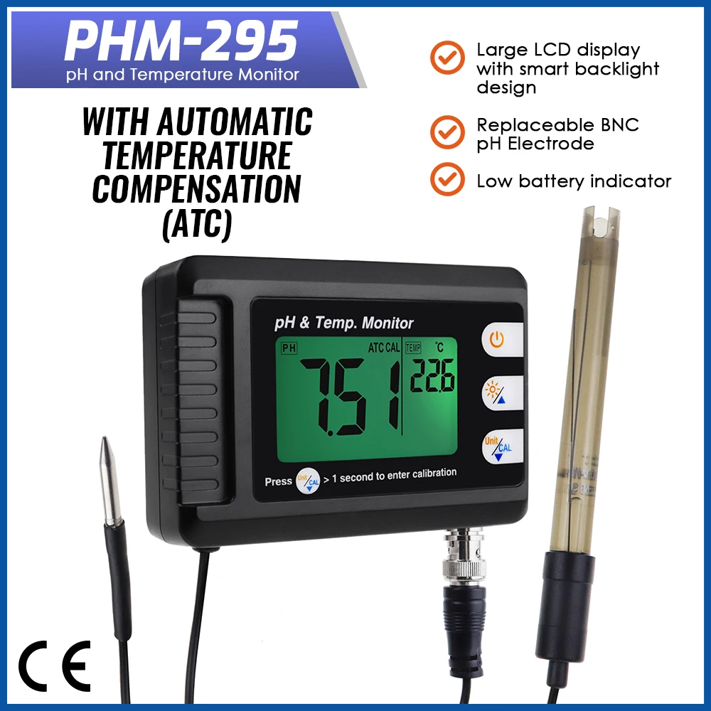 

Professional Accurate pH Meter Aquarium Multi-parameter Water Quality Monitor Online pH monitor Acidometer Replaceable Electrode