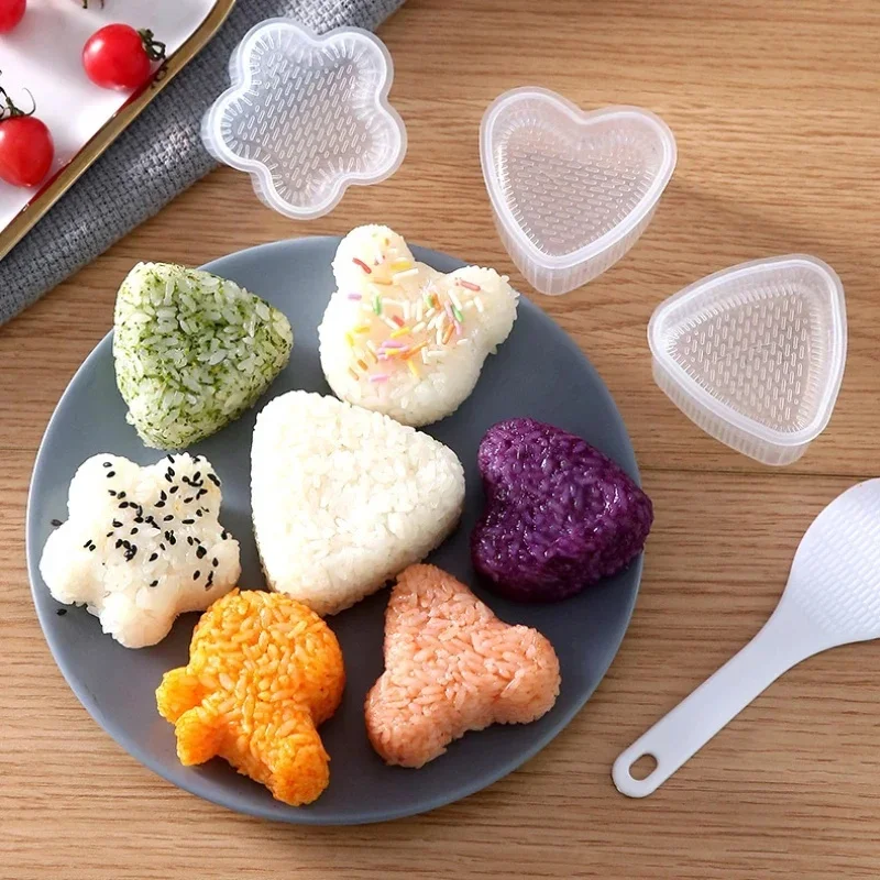 DIY Onigiri Sushi Making Mold Triangle Sushi Press Heart and Plum Blossom Shaped Home Rice Mold Japanese Bento Sushi Maker