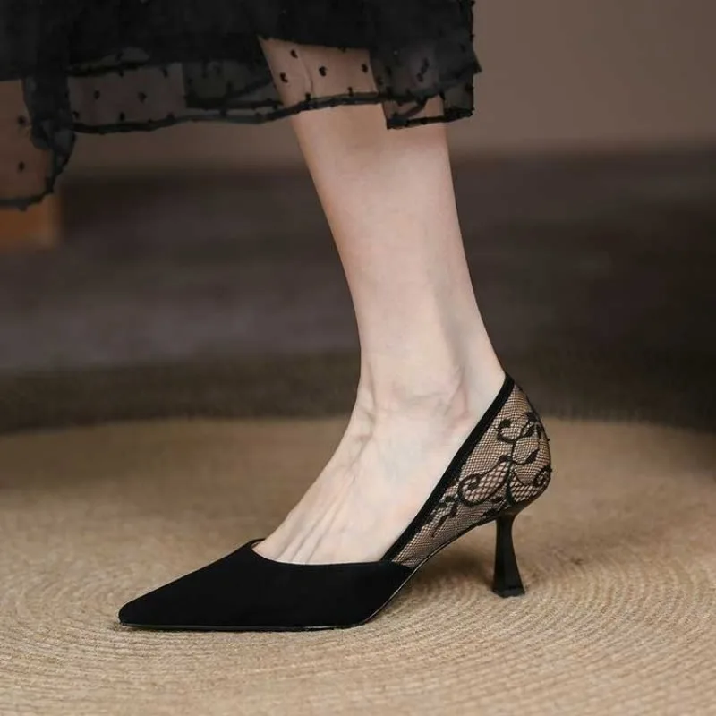 Women Pointed Toe High Heels Sandals Sexy Lace Woman Shoes Fashion Party Wedding Thin Heel Woman Pumps Office Party Shoes