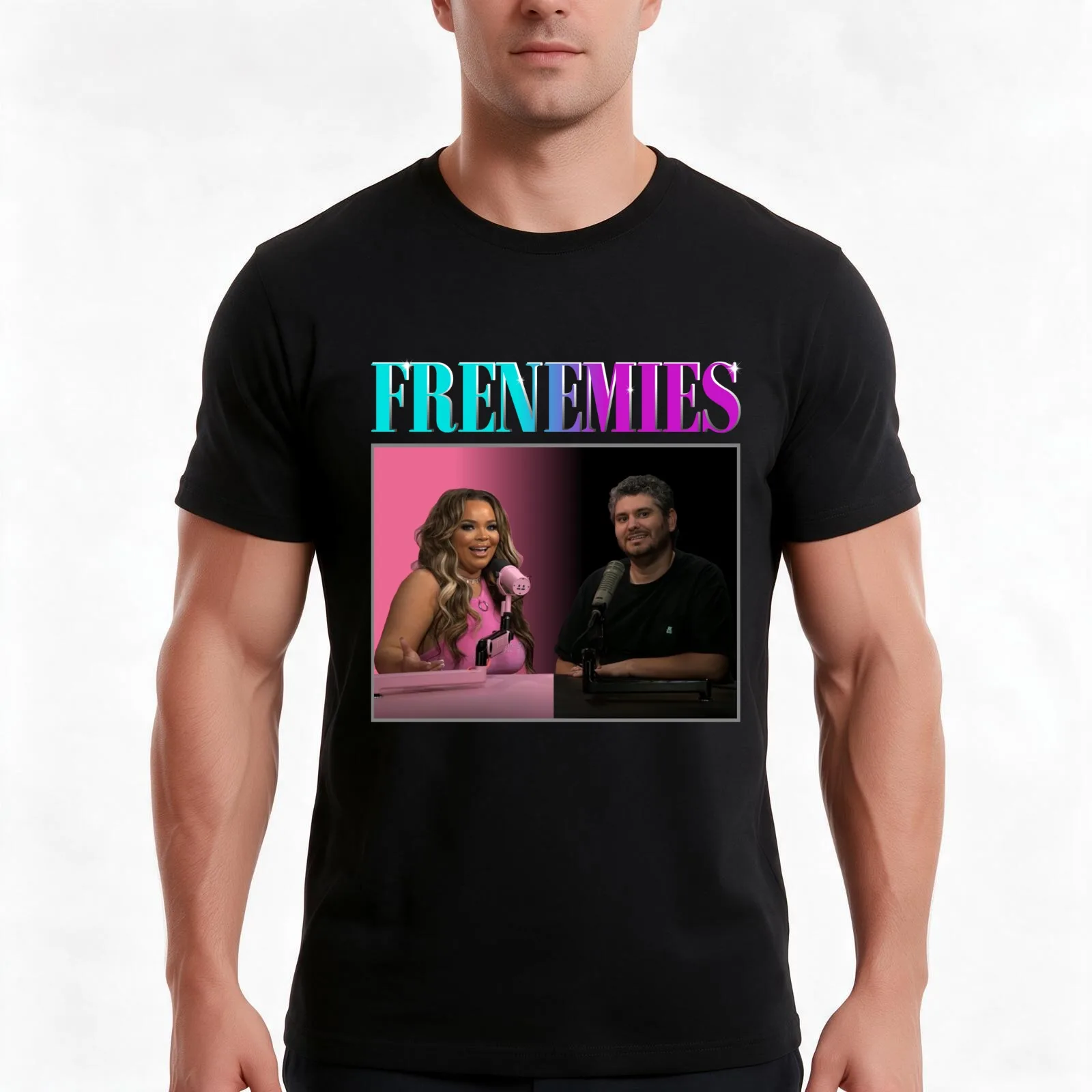 frenemies T-Shirt, Summer Casual Cotton Tee, Oversized Streetwear Tops, Vintage Graphic Print, Loose Fit Short Sleeve
