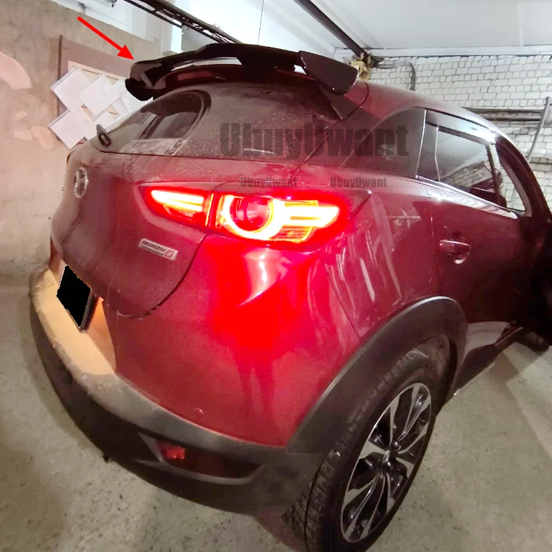 Verwendung für Mazda CX-3 2014-2018 Spoiler ABS-Kunststoff Carbon-Optik Heckklappe Dach Heckflügel Karosserie-Kit Zubehör – Detail 1