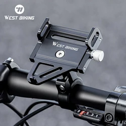 WEST BIKING Bike Phone Holder Aluminum Alloy Bike Cellphone Bracket Adjustable Bicycle Mobile Phone Holder Cycling Accessories