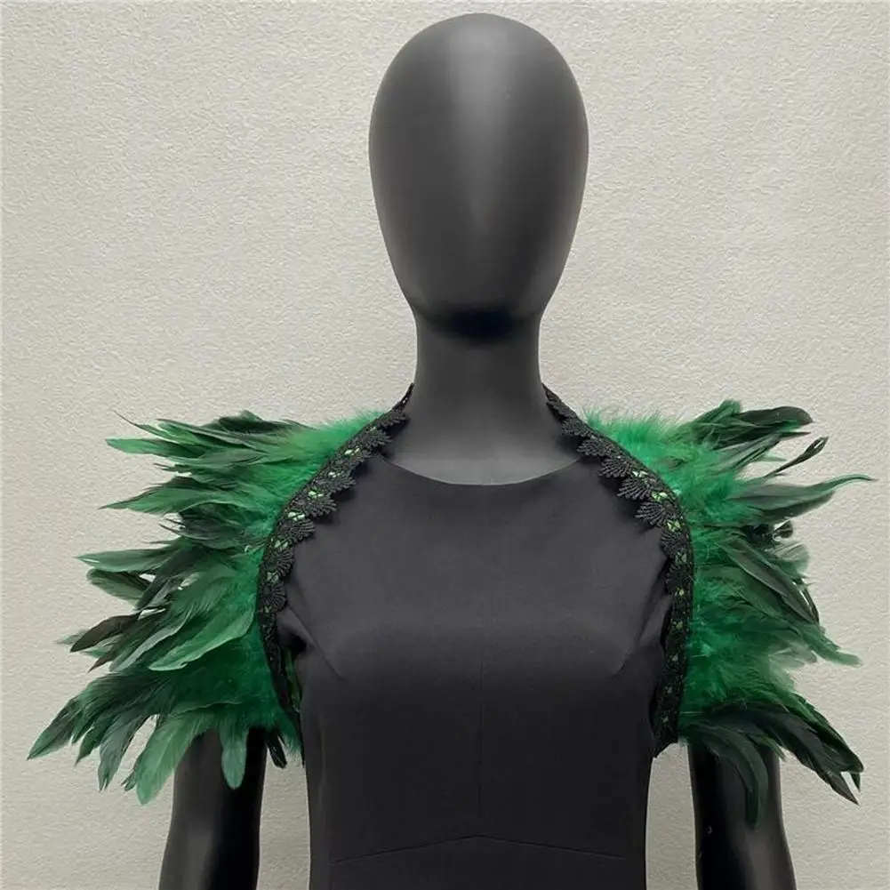 Feather Shrug Shawl Shoulder Wrap Cape Adjustable Gothic Cosplay Party Body Stage Performance Fake Collar Dancer Costume Scarf