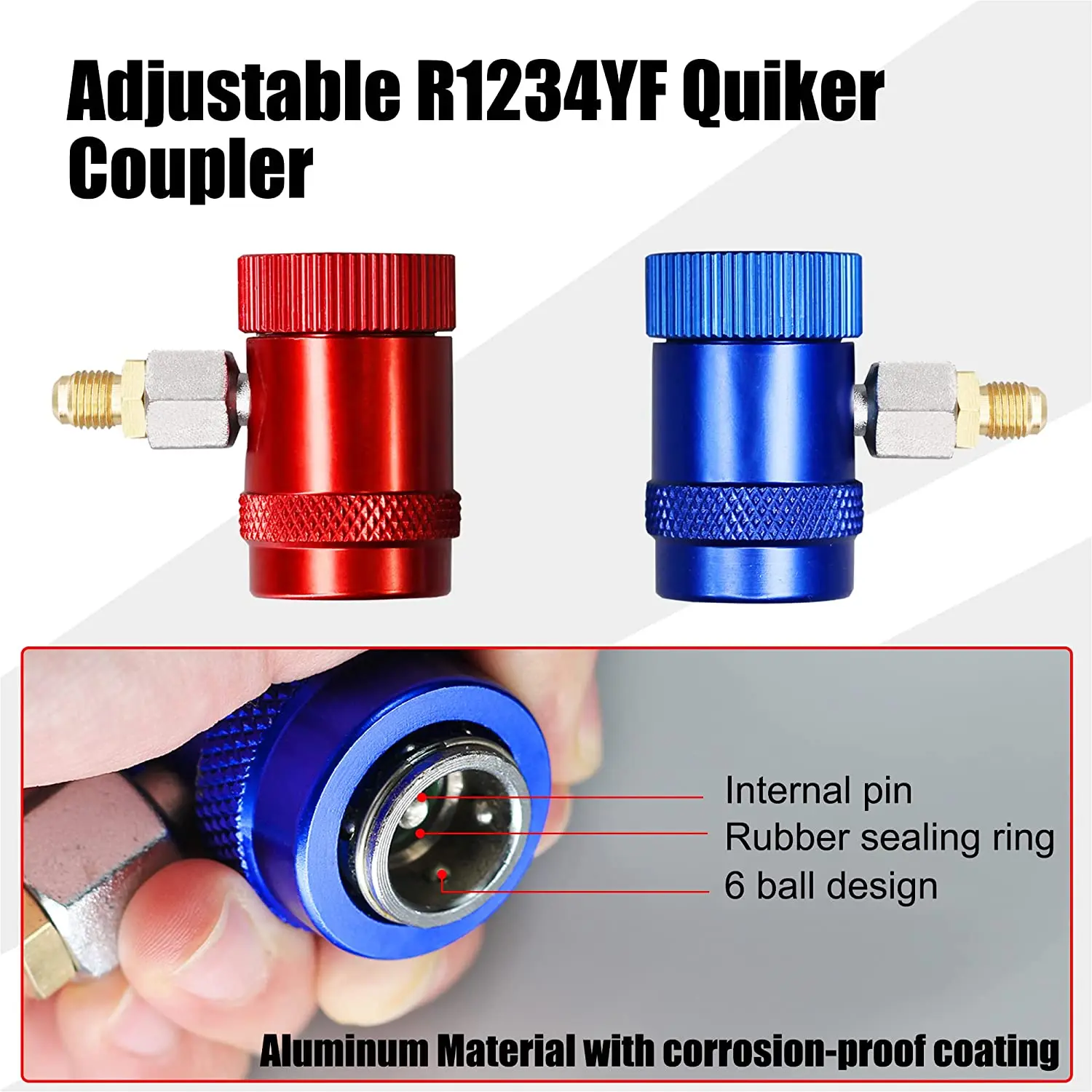 R1234yf Adapter Fittings - R1234yf Quick Couplers Connector High Side & Low Side for Air Conditioning Evacuation